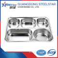 Stainless Steel Deep 4 Compartment Fast Food Tray with Plastic Lid